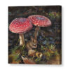 canvas print autumn toadstools and wood mouse (for sale)